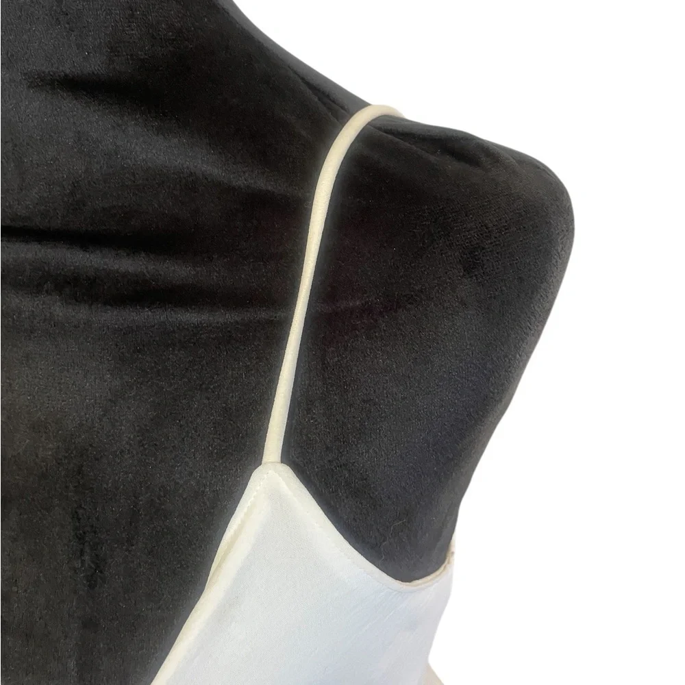 White spaghetti strap mini dress, tie, front,cut out,Large - Picture 5 of 8